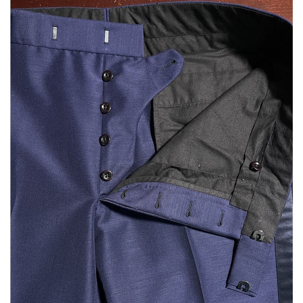 Alan Flusser Bespoke Handmade Navy Blue Mohair Tuxedo Formal Pants 42x27 - Picture 7 of 9